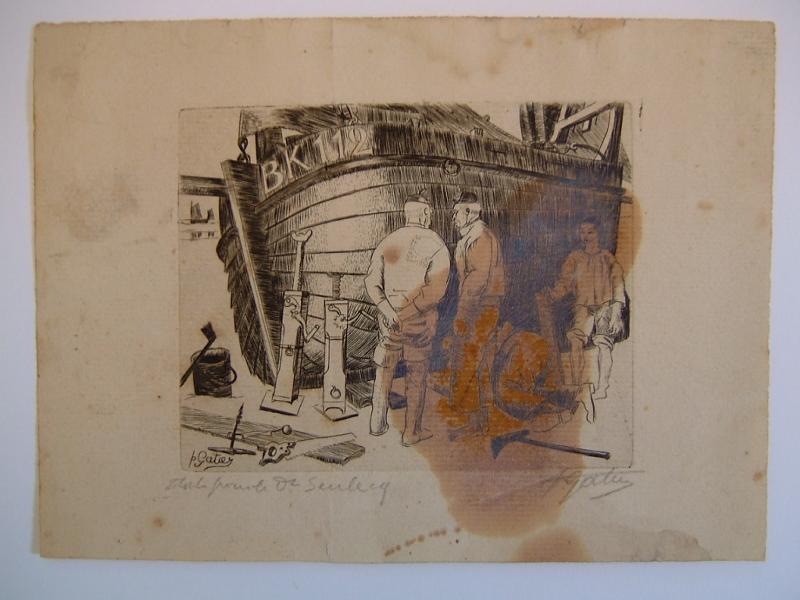 Hommes réparant un bateau_0