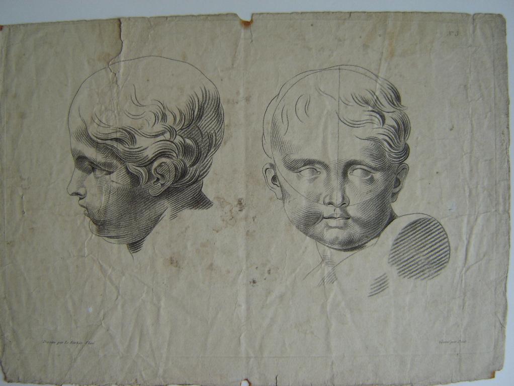 Etude de tête d'enfant, face et profil (recto verso), Victor Petit, 19e siècle