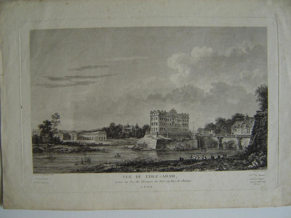 Vue de l'Isle-Adam, prise du bas des Terrasses du Parc en face du château, Michel Picquenot, 2e moitié 18e siècle
