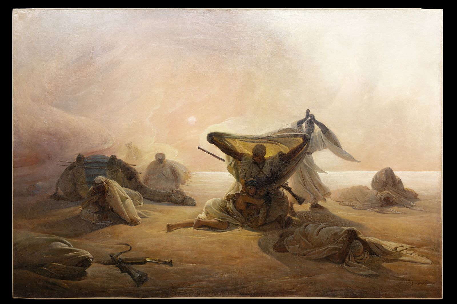Arabes surpris dans le désert par le simoun, François-Auguste Biard, 1833 vers