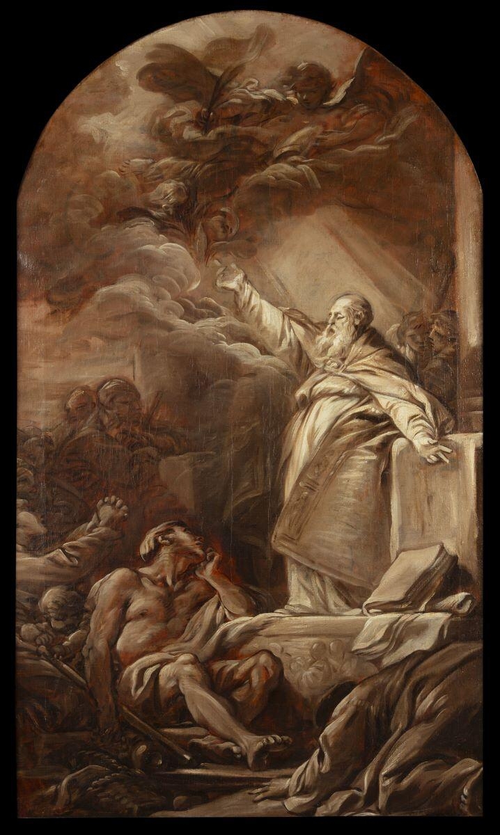 Vision d'un évêque ; Prédication de saint Denis, Jean-Baptiste Deshays, 1764