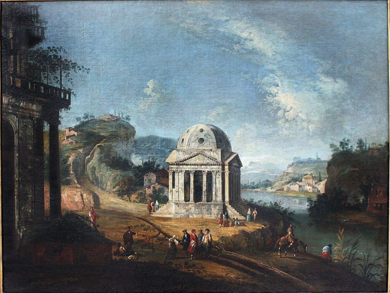 Paysage, Monuments romains ; Caprice avec Tempietto, Michele Marieschi, 1740 vers