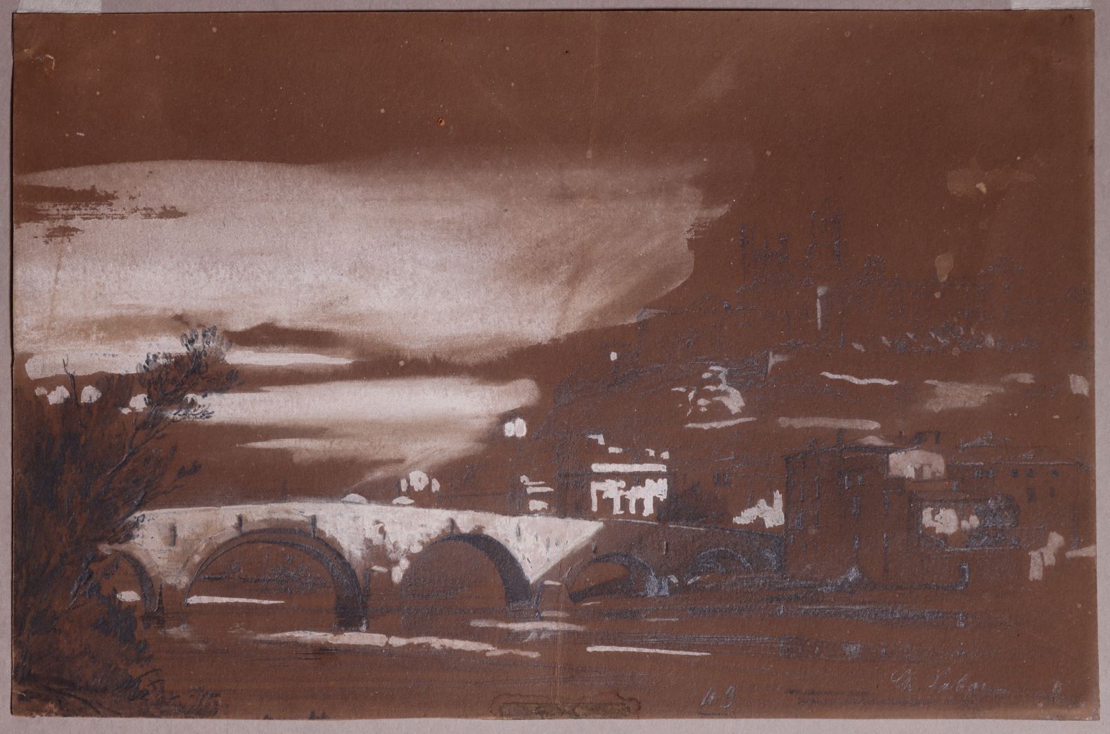 Béziers vu du pont, Charles Labor, 19e siècle
