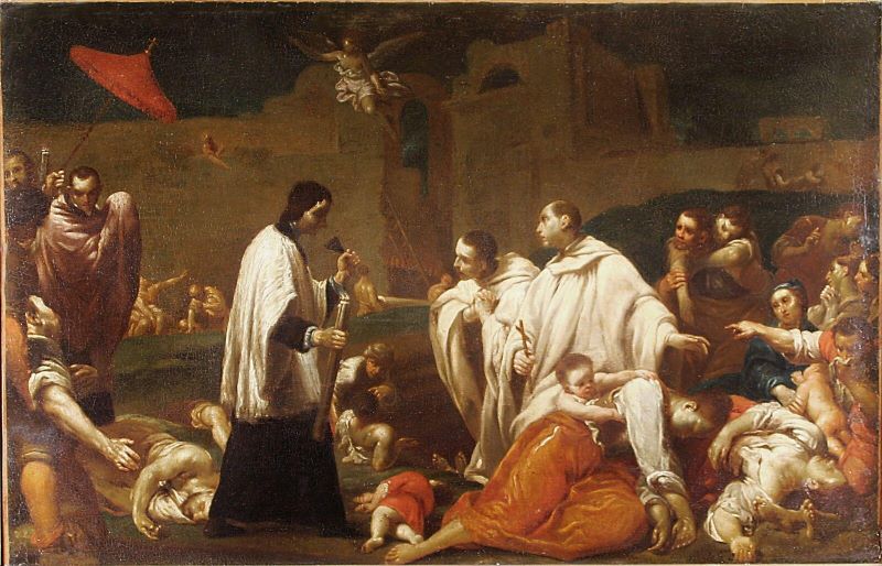 Bartolomeo Tolomeï au milieu des victimes de la peste noire à Sienne en 1348 ; Scène de peste_0