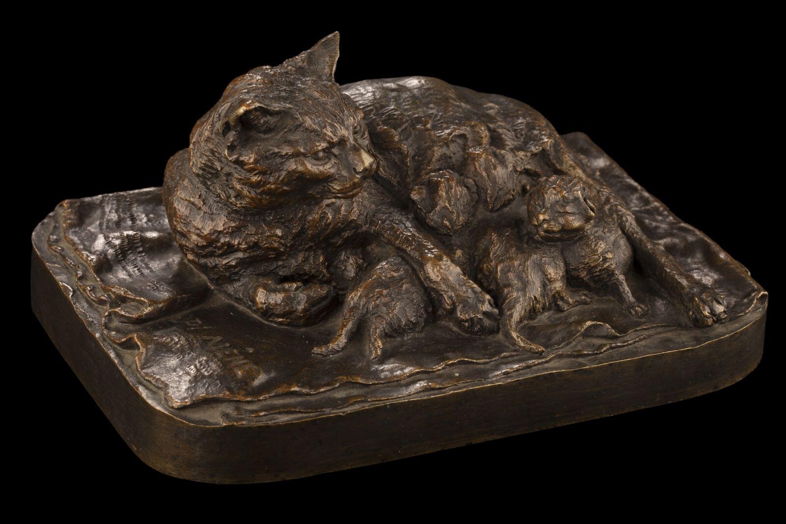 Chatte et ses petits, Pierre Jules Mêne, 19e siècle