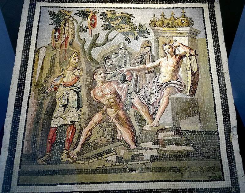 Emblema de mosaïque : Apollon et Marsyas_1