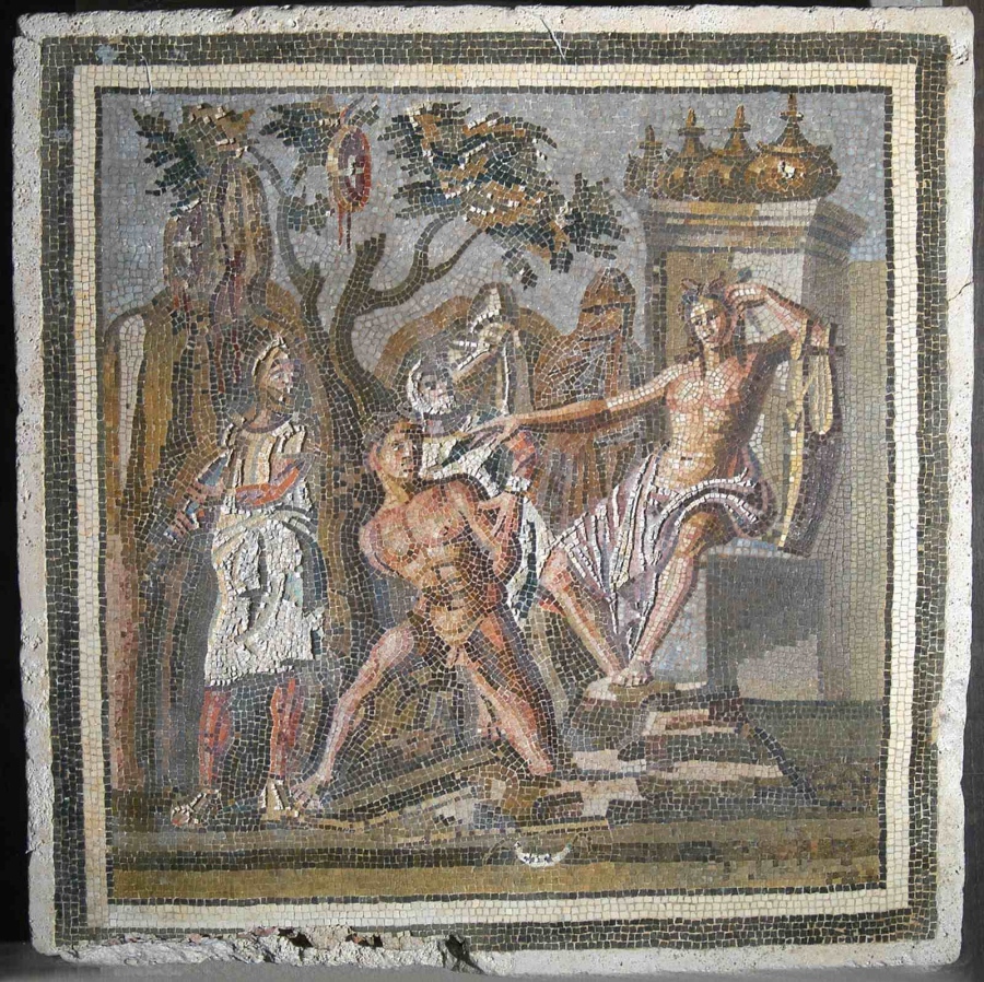 Emblema de mosaïque : Apollon et Marsyas_0