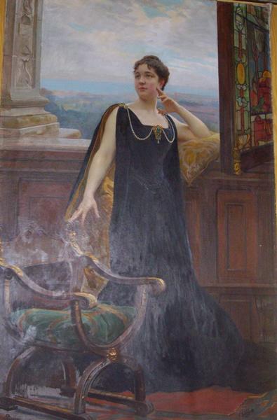 Portrait de Jeanne Bardou, épouse Pams, dans son château de Valmy, Paul Gervais, 1ère moitié 20e siècle