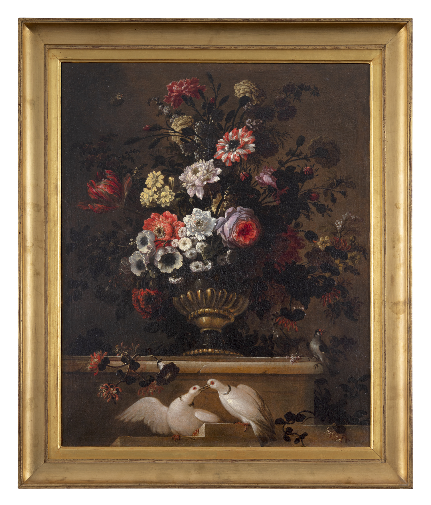 Vase de fleurs et tourterelles, Jean-Baptiste Monnoyer, 1600-1700