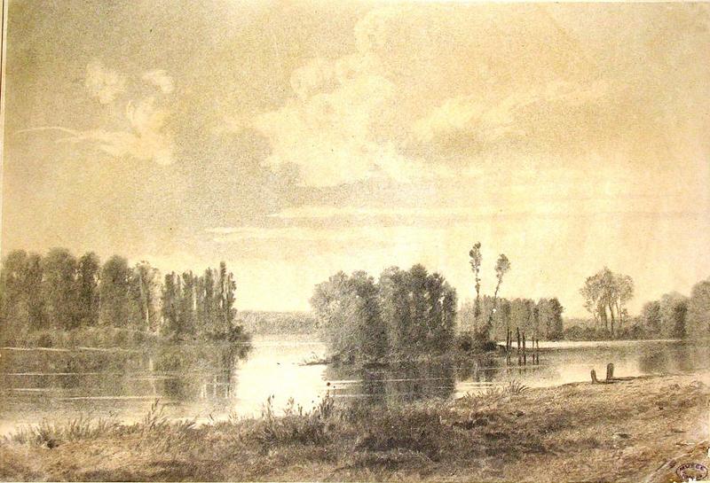 Un lac bordé de grands arbres, Henry, 2e moitié 19e siècle
