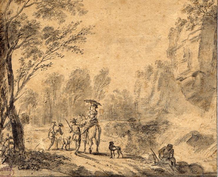 Dame à cheval, Jean Baptiste Lallemand, 18e siècle