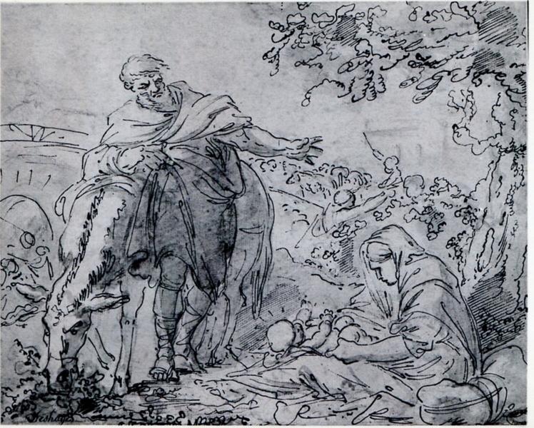Repos en Egypte, Jean-Baptiste Deshays, 3e quart 18e siècle