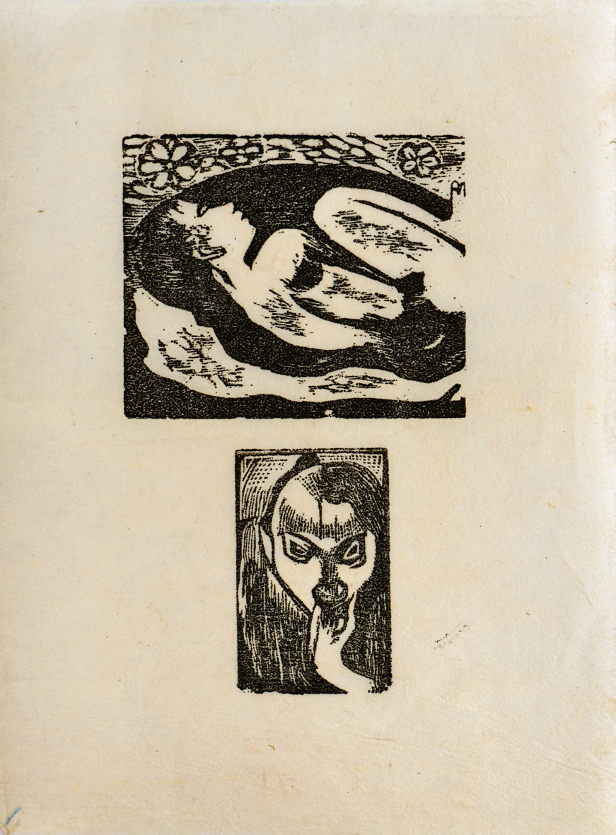 tirage d'après les bois gravés de Noa-Noa page 153 et, en bas, non retenue pour l'édition (élément d'ensemble), George Daniel de Monfreid, 1922-1924