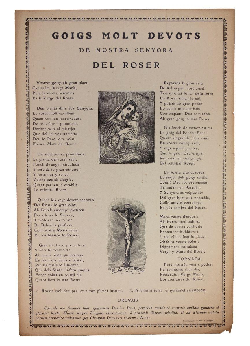 Goigs molt devots de Nostra Senyora del Roser, Comet, 20e siècle