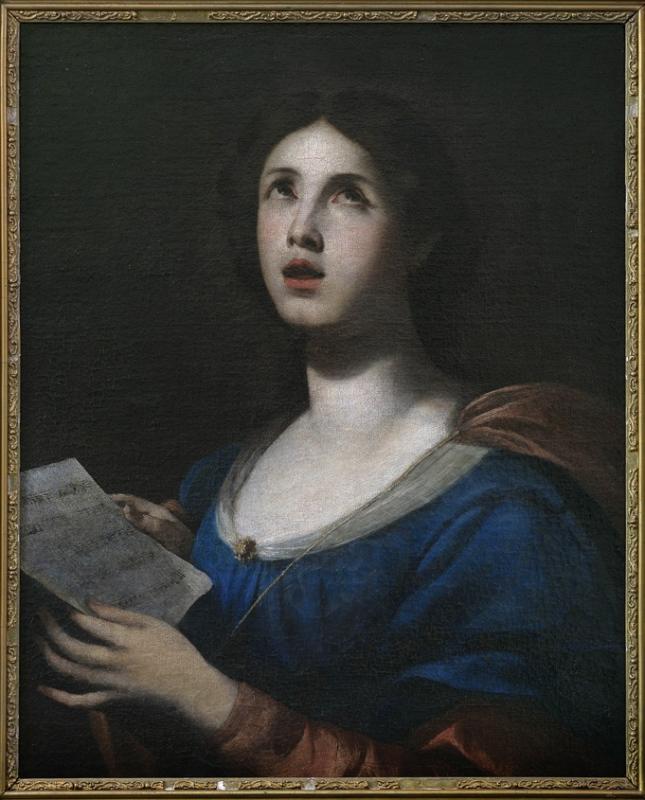 Sainte Cécile (titre de l'inventaire) ; Sainte Cécile tenant une partition (titre d'usage), Andrea Vaccaro, 17e siècle