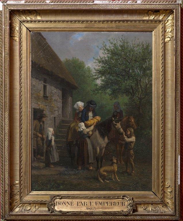 Le Départ pour le baptême en Bretagne (titre de l'inventaire) ; Paysage breton (titre de l'inventaire), Georges Alexandre Fischer, 1861 vers