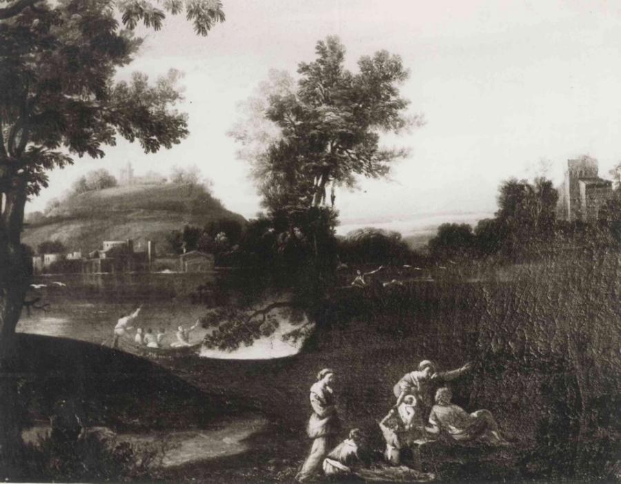 Les Baigneuses (titre de l'inventaire) ; Paysage avec barque (autre titre), Giovanni Francesco Grimaldi, 17e siècle