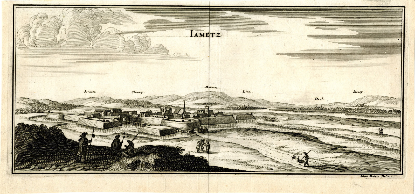 Vue de la ville fortifiée de Jametz (titre d'usage), Jan Peeters, 17e siècle