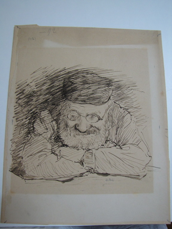 Portrait du grand-père assis, les coudes appuyés sur la table (titre d'usage), Jules Bastien-Lepage, 4e quart 19e siècle