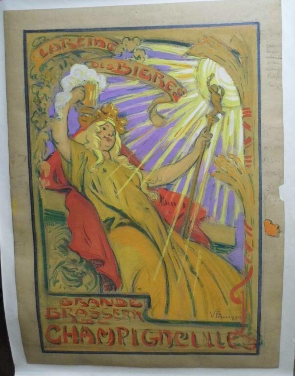 La Reine / des Bières / Grande / Brasserie / de / Champigneulles (titre inscrit), Victor Prouvé, 1917
