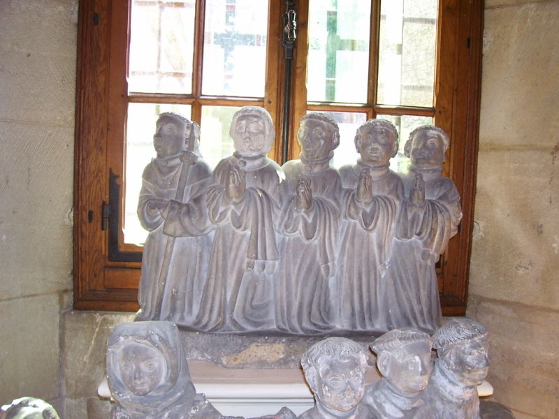 groupe de moines en prière, 14e siècle