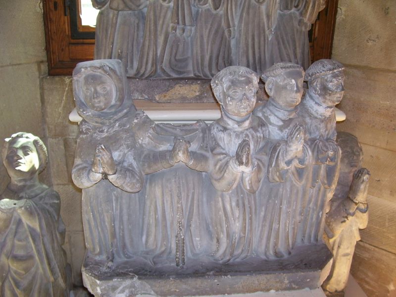 groupe de moines et moniales en prière, 14e siècle