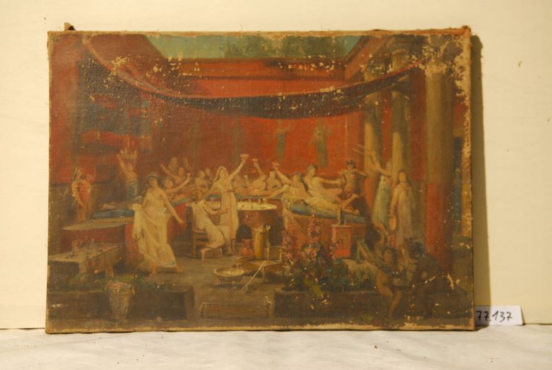 Triclinium de vestales à Pompéi (une heure de repos), Louis-Hector Leroux, 1866