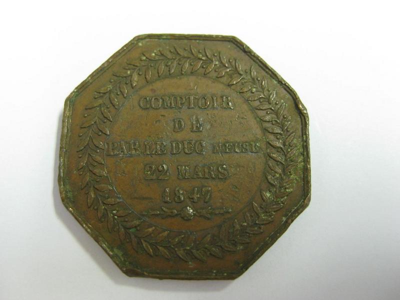 Jeton octogonal, comptoir d'assurances de Bar-le-Duc_1