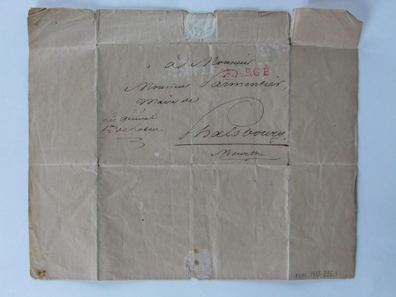 Lettre du Comte de Lobau à monsieur Parmentier, maire de Phalsbourg (titre factice)_1