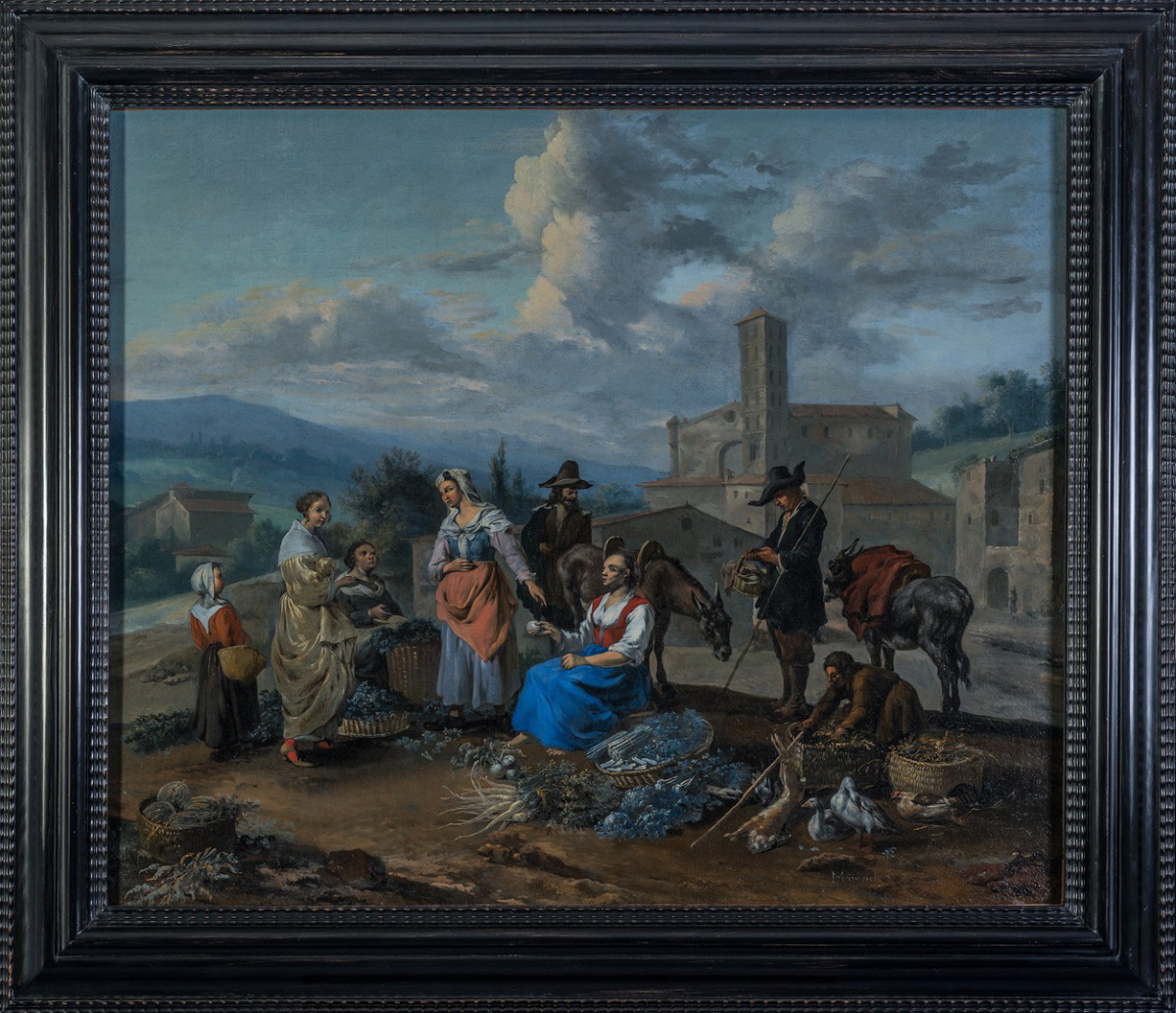 Un Marché à l’entrée d’un village, Hendrick Mommers, 17e siècle
