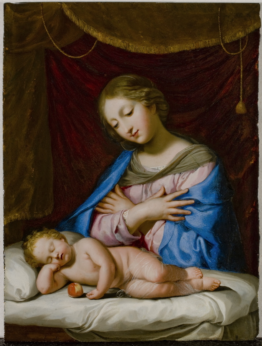 La Vierge adorant l'Enfant Jésus endormi_0
