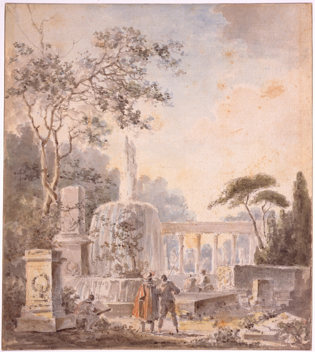 Parc avec promeneurs, Claude Hoin, 2e moitié 18e siècle, 1er quart 19e siècle