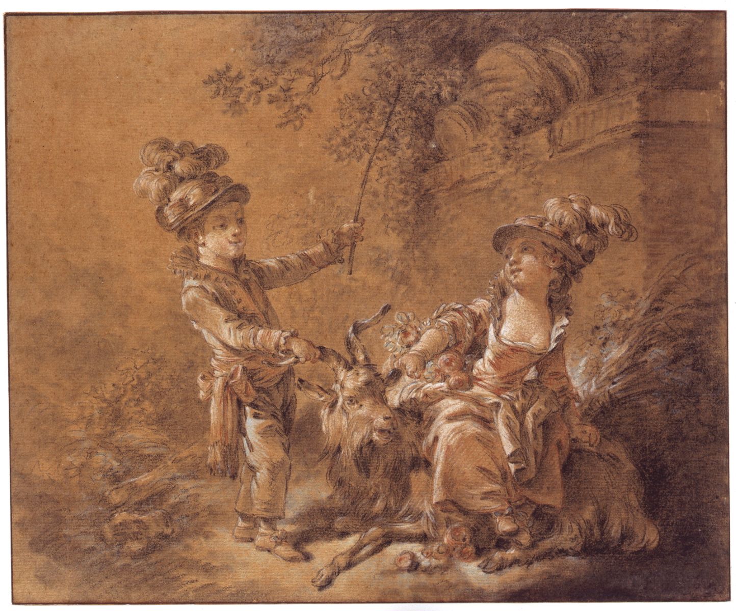Enfants jouant avec une chèvre, Jean-Baptiste Huet, 2e moitié 18e siècle, 1er quart 19e siècle