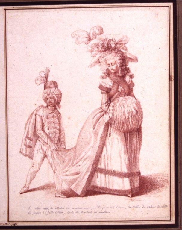 Dame en toilette avec un négrillon, Alexandre Moitte, 1787