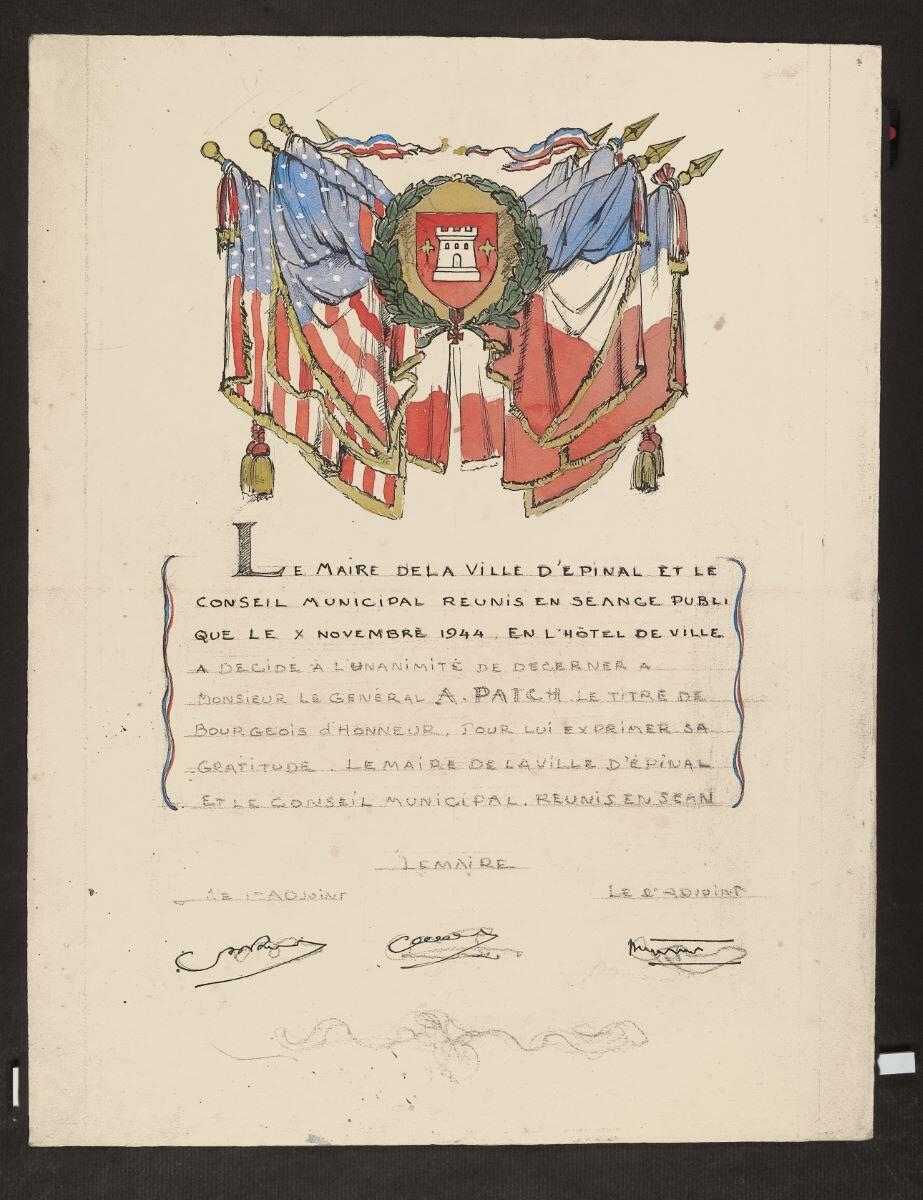 Projet global du diplôme de bourgeois du général Patch, Henri Guingot, 1949