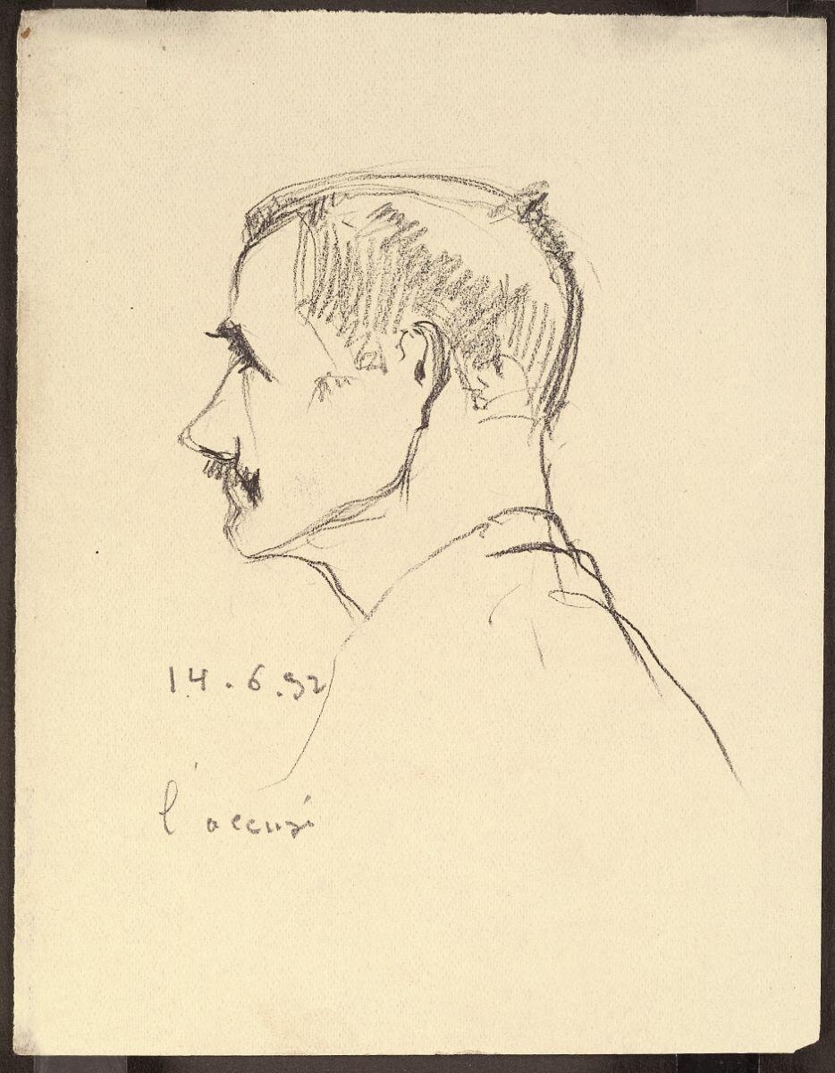 Croquis de tribunal. L'Accusé, Henri Guingot, 1932