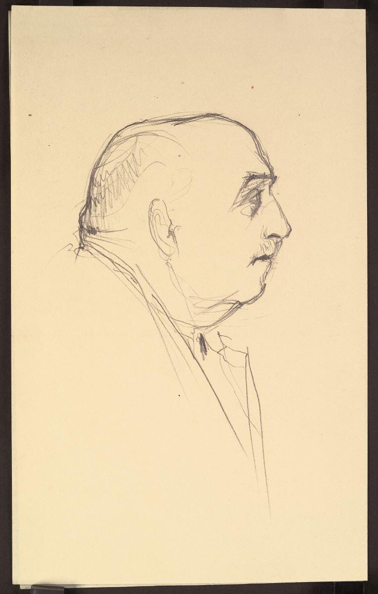 Croquis de tribunal. Tête d'homme âgé de profil, Henri Guingot, 1932,1941