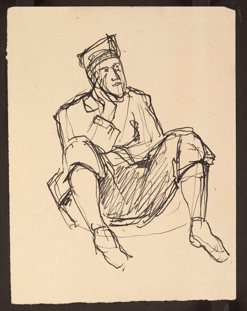 Soldat assis, Henri Guingot, 1939-1940