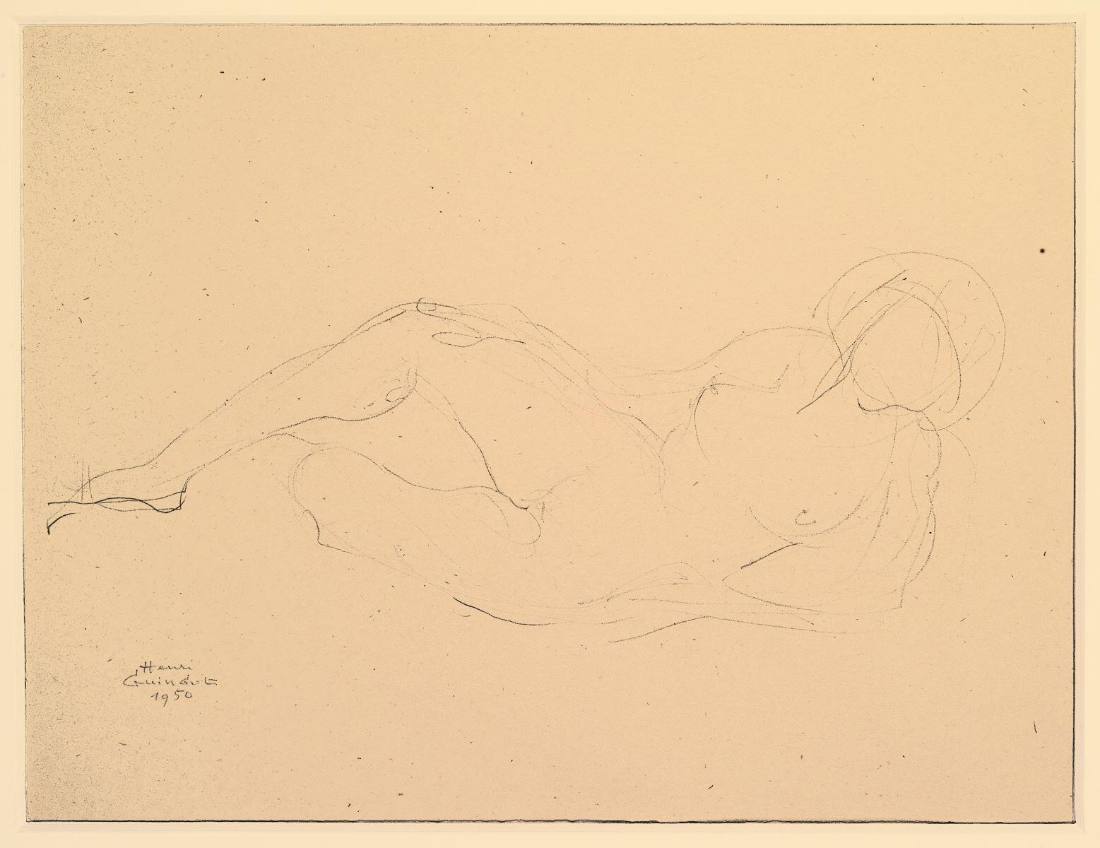 Nu féminin couché, Henri Guingot, 1950