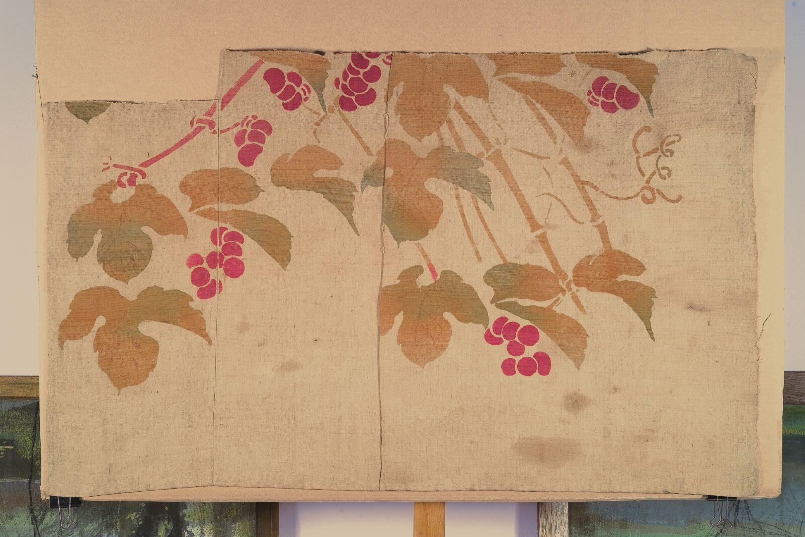 Toile de lin au motif de vigne_0