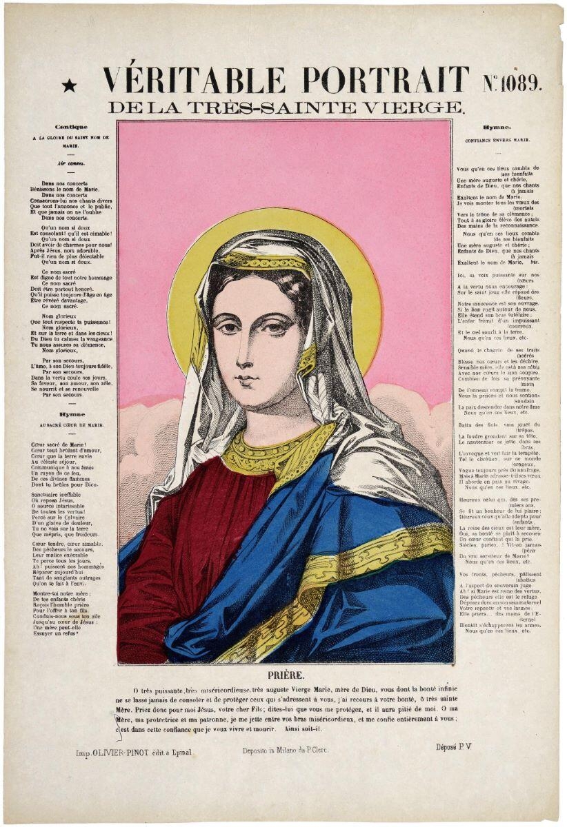 VÉRITABLE PORTRAIT / DE LA TRÈS-SAINTE VIERGE. N.° 1089. (titre inscrit), Olivier-Pinot, 1875 dépôt légal