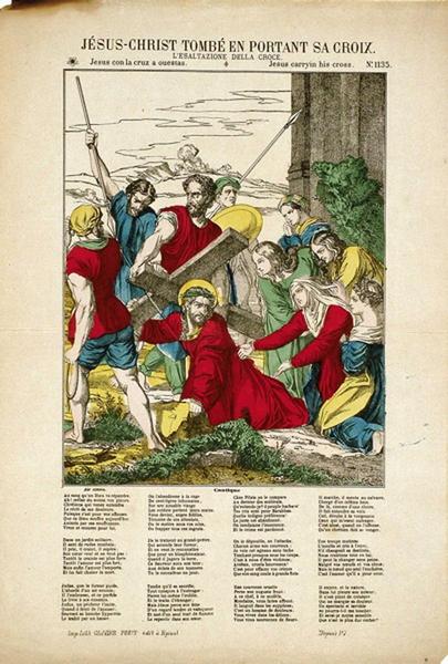 JESUS-CHRIST TOMBE EN PORTANT SA CROIX. N° 1135 (titre inscrit, fr., it., esp. angl.)_0