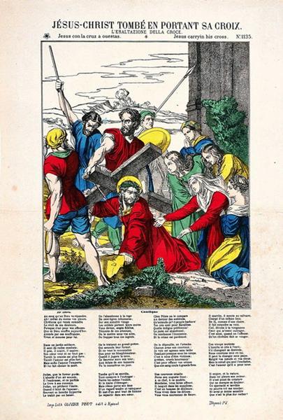 JESUS-CHRIST TOMBE EN PORTANT SA CROIX. N° 1135 (titre inscrit, fr., it., esp. angl.)_0