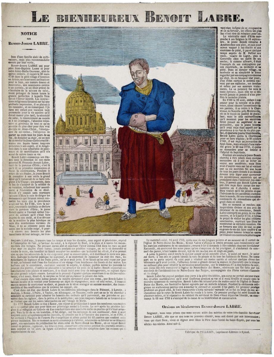 LE BIENHEUREUX BENOIT LABRE. (titre inscrit), 1814 avant