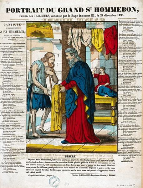 PORTAIT DU GRAND St HOMMEBON, / Patron des TAILLEURS, canonisé par le Pape Innocent III, le 22 décembre 1198. (titre inscrit)_0