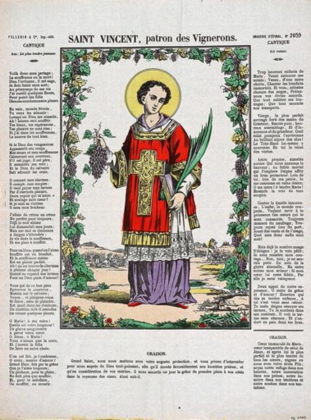 SAINT VINCENT, patron des Vignerons. (titre inscrit)