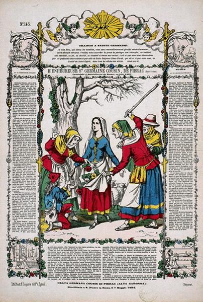 BIENHEUREUSE Ste GERMAINE COUSIN, DE PIBRAC (Haute-Garonne). Canonisée à Saint-Pierre de Rome, en juin 1867. N°.145. (titre inscrit fr., it.)_0