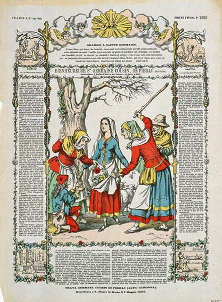 BIENHEUREUSE Ste GERMAINE COUSIN, DE PIBRAC (Haute-Garonne)..Canonisée à Saint-Pierre de Rome, en juin 1867. N°.145. (titre inscrit fr., it.)_0