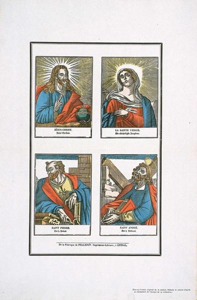JESUS-CHRIST. / LA SAINTE VIERGE. / SAINT PIERRE. / SAINT ANDRE. (titre inscrit fr., all.)_0