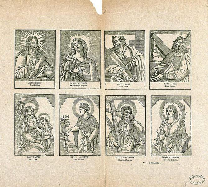 JESUS-CHRIST. / LA SAINTE VIERGE./SAINT PIERRE. / SAINT ANDRE. / SAINTE ANNE. / SAINTE [ELISABETH]. / SAINTE MARGUERITE. / SAINTE CATHERINE. (titre inscrit fr., all.)_0